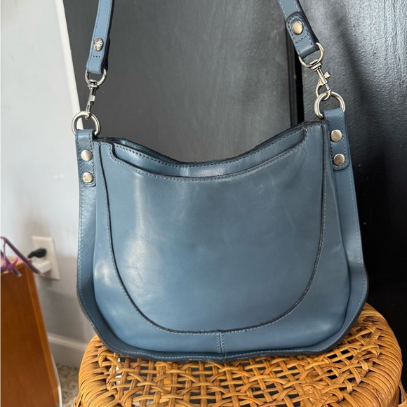 Patricia Nash Slate Blue Leather Shoulder Bag - Picture 3 of 11